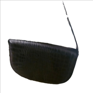 Francesco Biasia Black Croc-Embossed Shoulder Bag